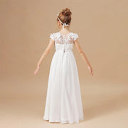 Kids Dress Ladies White Flower Girl Wedding - Deck Em Up