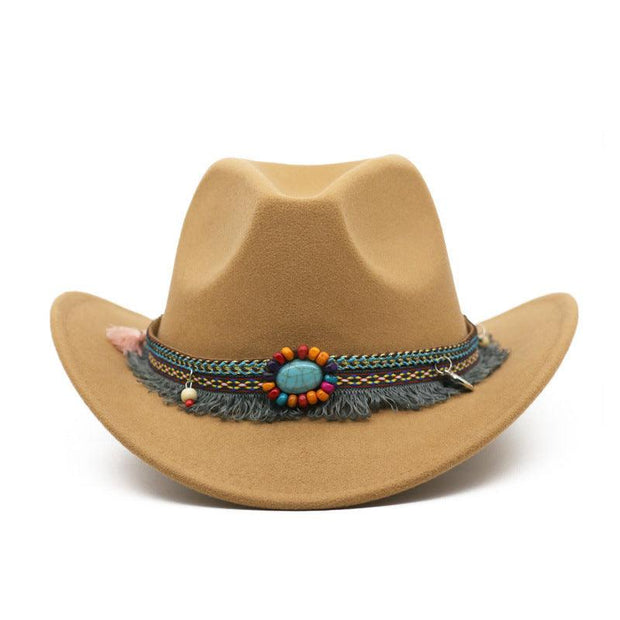 Cowboy Hats Curled Felt Riding Men And Women - Deck Em Up