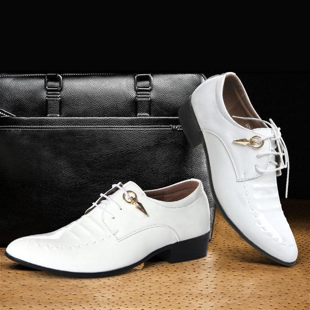 Formal Mens Dress Shoes Genuine Leather Black Luxury Wedding Shoes Men Flats Office Oxfords - Deck Em Up