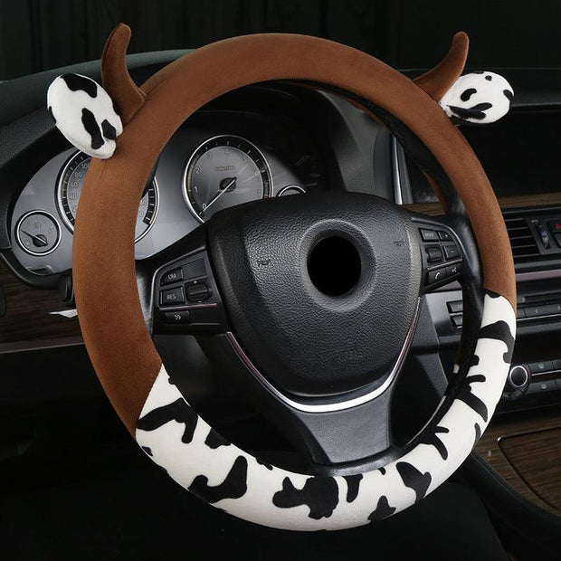Plush Cute Car Steering Wheel Cover Dalmatian - Deck Em Up