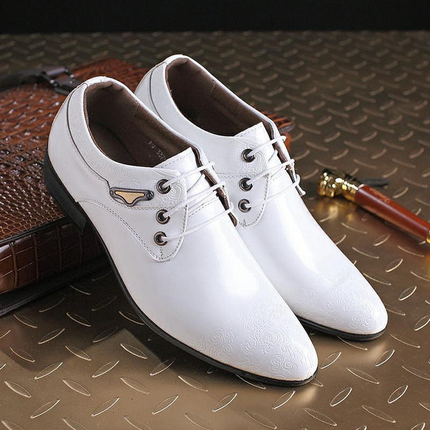 Formal Mens Dress Shoes Genuine Leather Black Luxury Wedding Shoes Men Flats Office Oxfords - Deck Em Up