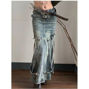 Asian Culture Y2g Hot Girl Retro Denim Skirt For Women - Deck Em Up
