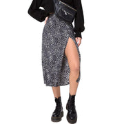 European And American Leopard Print Long Skirt High Waist Slit Hip Skirt - Deck Em Up