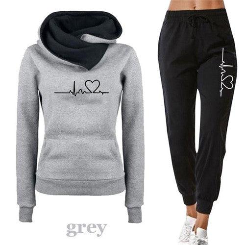 Women Tracksuit Pullovers Hoodies and Black Pants Autumn - Deck Em Up