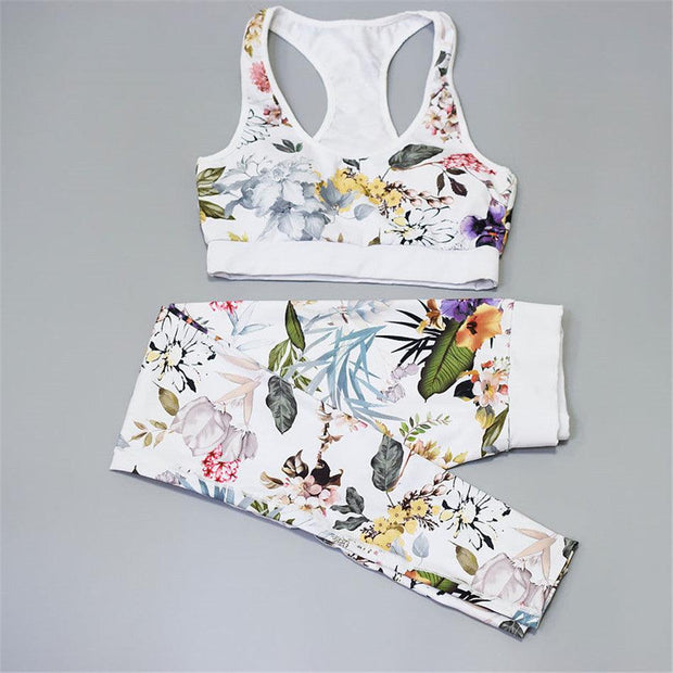 Printed Yoga Fitness Vest Trousers Tracksuit - Deck Em Up