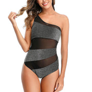 Women's One-Shoulder Mesh Swimwear - Deck Em Up