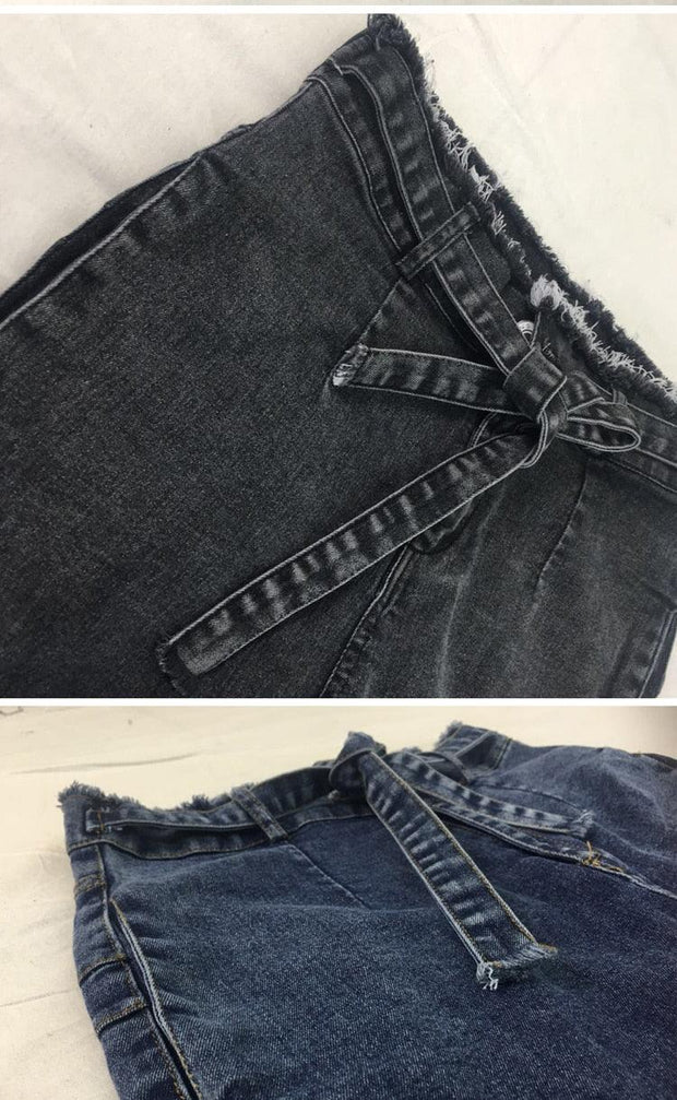 Fringed Jeans Front Bow Designer Sexy Women - Deck Em Up