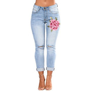 Designer Flower Swirl Ripped Jeans For Women Women Jeans Pencil Pants Denim Jeans - Deck Em Up