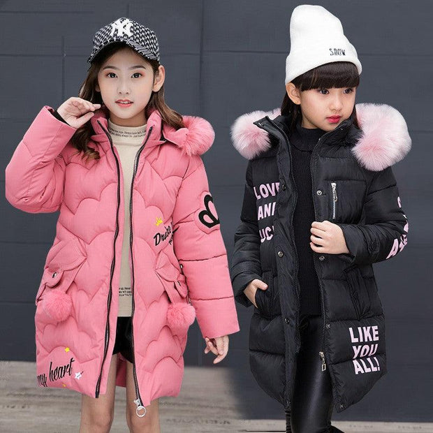 Girls' Cotton-Padded Jackets Hooded Colored Elegant Beautiful Style Fashion - Deck Em Up