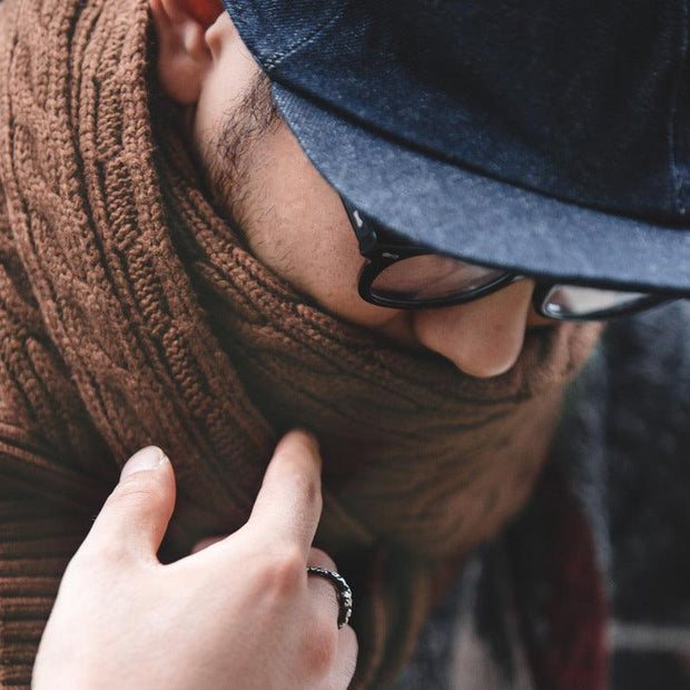 Retro Twist Knitted Wool Scarf With Wool Solid Color Warm Scarf Men Women Trendy - Deck Em Up