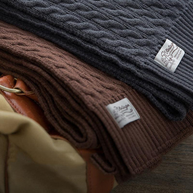 Retro Twist Knitted Wool Scarf With Wool Solid Color Warm Scarf Men Women Trendy - Deck Em Up