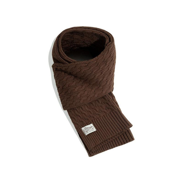 Retro Twist Knitted Wool Scarf With Wool Solid Color Warm Scarf Men Women Trendy - Deck Em Up