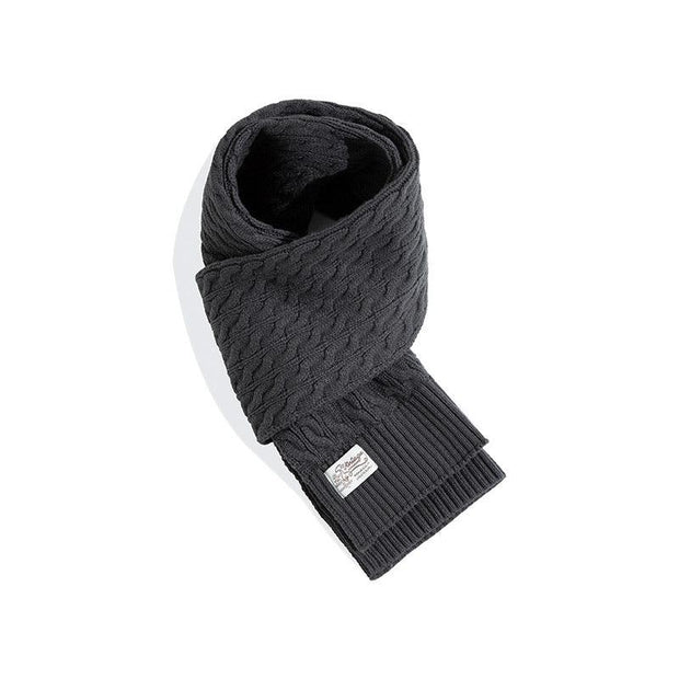 Retro Twist Knitted Wool Scarf With Wool Solid Color Warm Scarf Men Women Trendy - Deck Em Up