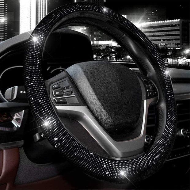 Diamond Steering Wheel Cover Rhinestones Crystals Car Handcraft Steering Wheel Covers - Deck Em Up
