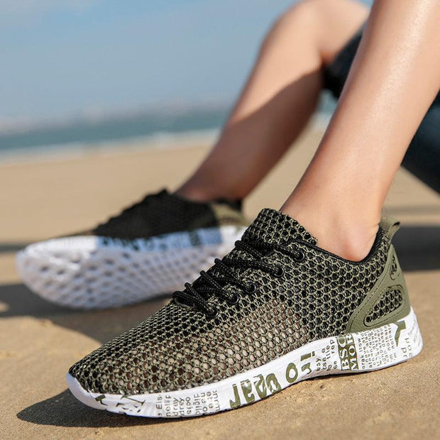 Casual Men's Shoes Breathable Sneakers Match Hollow Lace Board Shoes - Deck Em Up