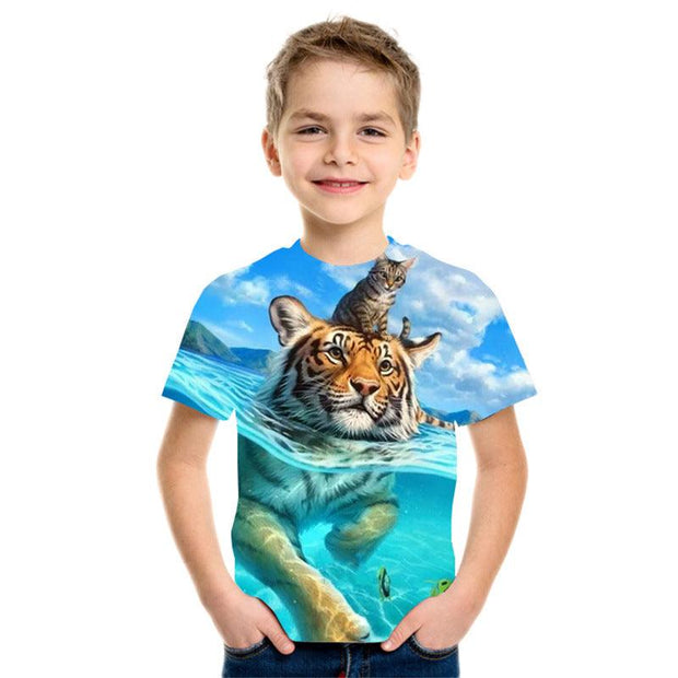 3D Digital Printing Short Sleeve Fashion Kids T-shirt Top - Deck Em Up