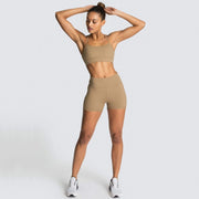 Summer New Womens Clothing Solid Color Fitness Sports Short Set - Deck Em Up