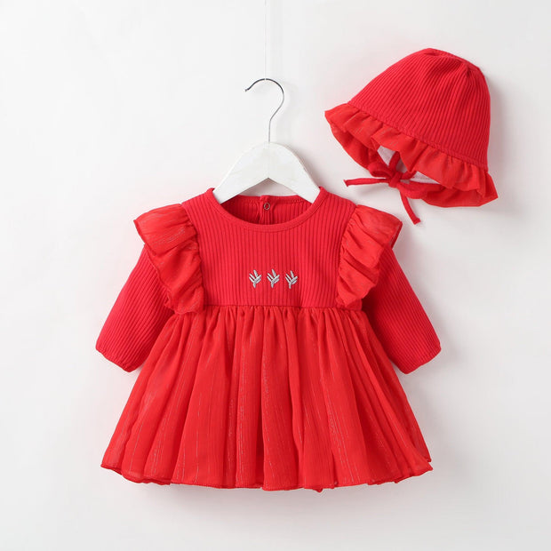 Baby Girl Autumn Dress Baby Princess Dress Red Dress - Deck Em Up