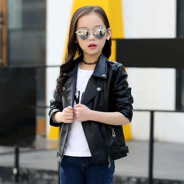 Girls And Boys Korean Children's Leather Jackets - Deck Em Up