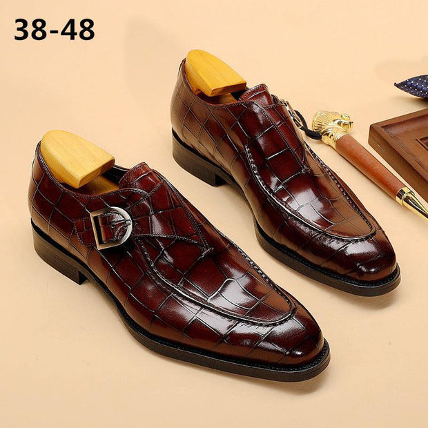 Classic Pattern Business Flat Shoes Men Designer Formal Dress Leather Shoes Mens Loafers Valentine Gifts Shoes - Deck Em Up