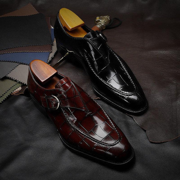 Classic Pattern Business Flat Shoes Men Designer Formal Dress Leather Shoes Mens Loafers Valentine Gifts Shoes - Deck Em Up