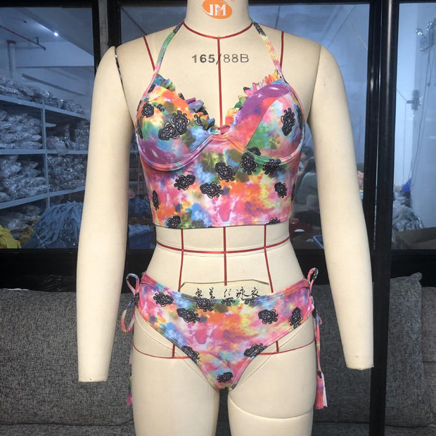 Ladies Split Swimwear Dyed Swimsuit Bikini Swimwear - Deck Em Up