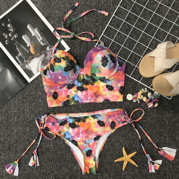 Ladies Split Swimwear Dyed Swimsuit Bikini Swimwear - Deck Em Up