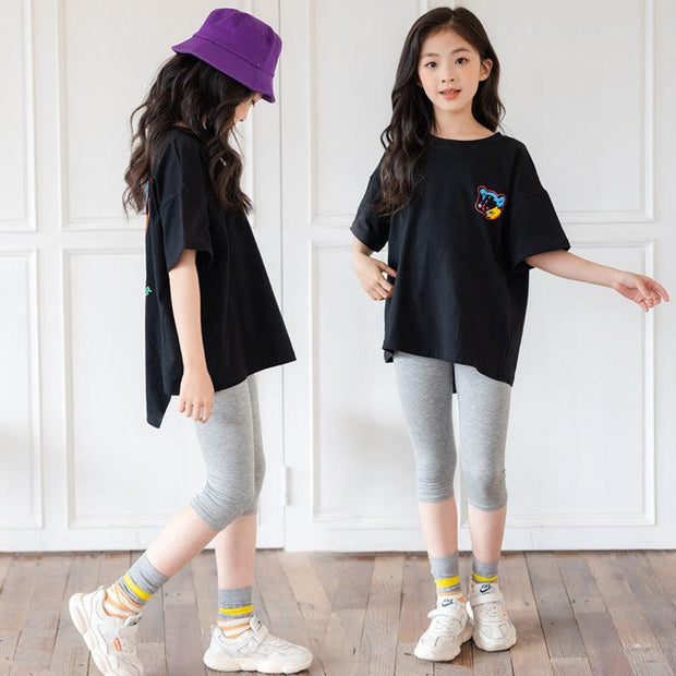 Cartoon Irregular Top Short-Sleeved Half-Sleeve Big Kids' Trendy Clothes - Deck Em Up