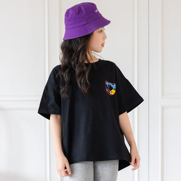 Cartoon Irregular Top Short-Sleeved Half-Sleeve Big Kids' Trendy Clothes - Deck Em Up