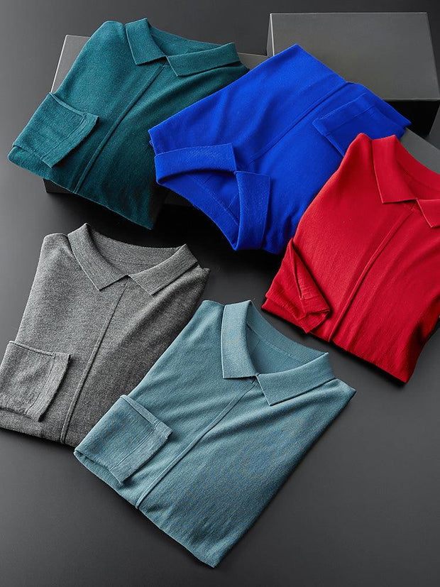Lapel Close-Fitting Wear With Spring And Autumn Cardigan Bottoming Sweater Men - Deck Em Up