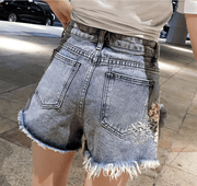 Women Sexy Cute Designer Jeans Shorts Flowers - Deck Em Up