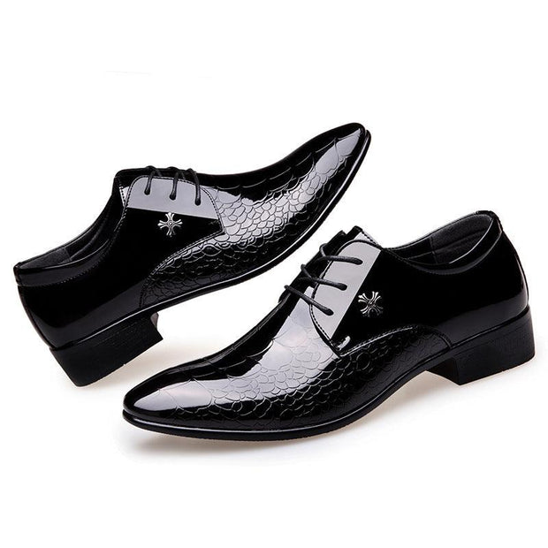 Shiny Lace-Up Single Shoes Fashion Dress Shoes - Deck Em Up