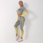 Seamless Yoga Clothing Set Striped Knit Hip Lift Stretch - Deck Em Up
