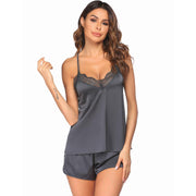 Camisole Lace Shorts Homewear Pajamas Suit For Women - Deck Em Up
