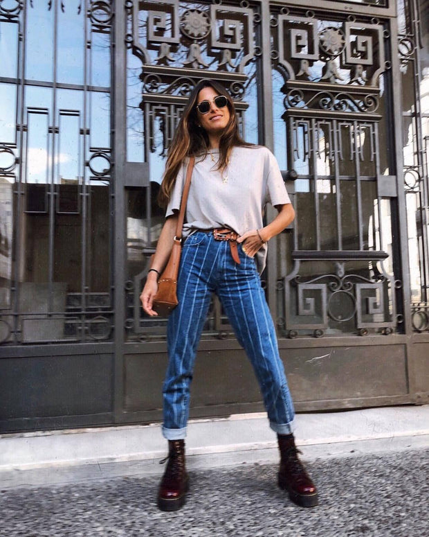 Stretch Striped Jeans Hot Sexy Fashion Designer Women - Deck Em Up