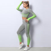 Seamless Yoga Clothing Set Striped Knit Hip Lift Stretch - Deck Em Up