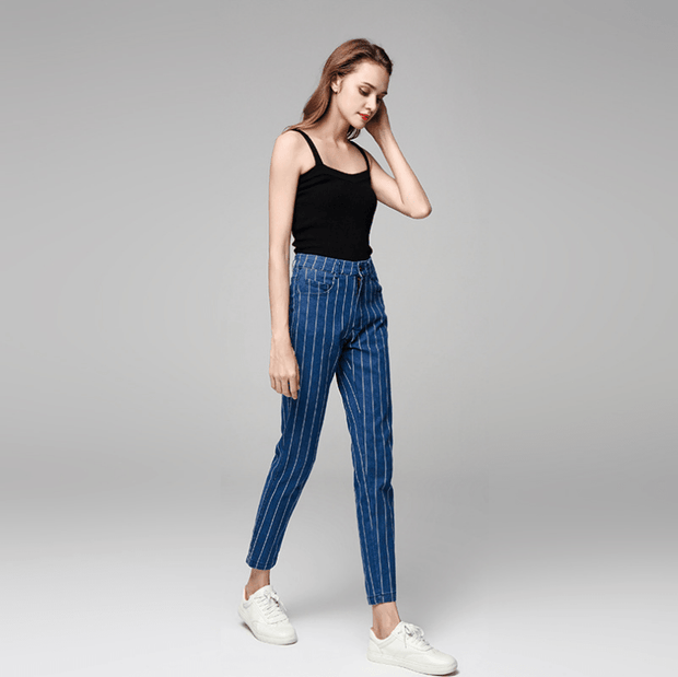 Stretch Striped Jeans Hot Sexy Fashion Designer Women - Deck Em Up