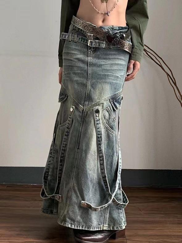Asian Culture Y2g Hot Girl Retro Denim Skirt For Women - Deck Em Up