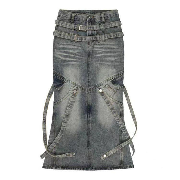 Asian Culture Y2g Hot Girl Retro Denim Skirt For Women - Deck Em Up