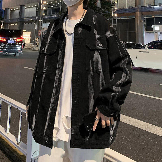 Handsome Trendy Personality Wear High Street Tie-dye Denim Coat For Men - Deck Em Up