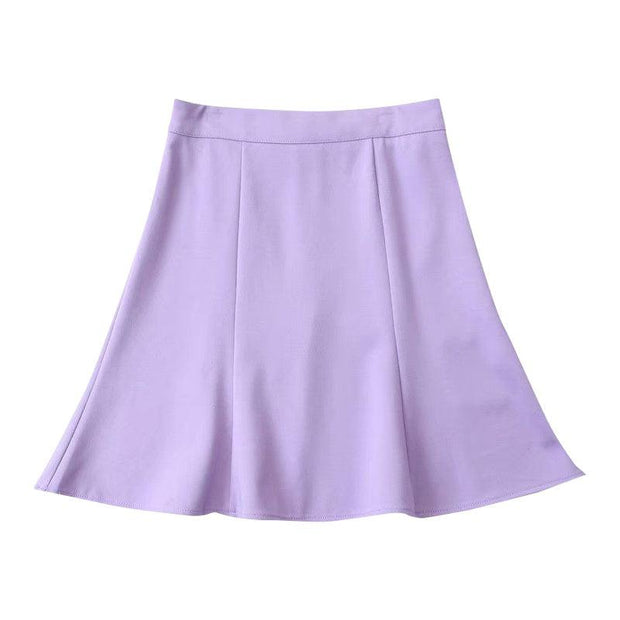 Women's Large Swing All-match Solid Color High Waist Skirt - Deck Em Up