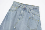 Fashionable Asymmetric High Waist Denim Skirt - Deck Em Up