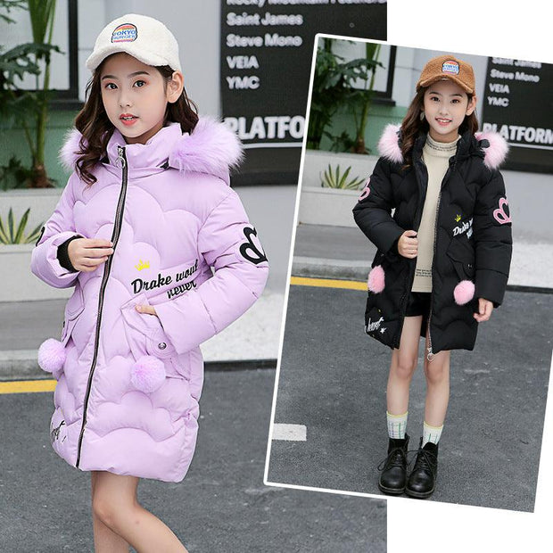 Girls' Cotton-Padded Jackets Hooded Colored Elegant Beautiful Style Fashion - Deck Em Up