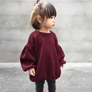 Girls Spring Lantern Sleeve Solid Color Kids T-shirt Top - Deck Em Up