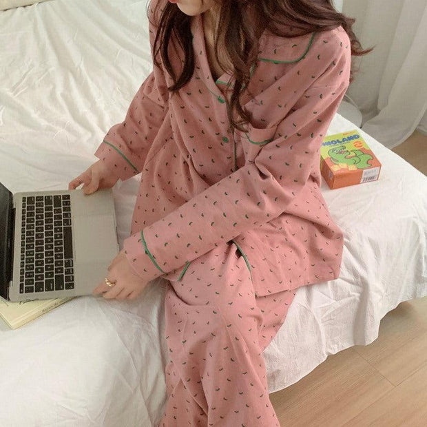 Simple Elegant Printed Women's Thin Home Clothing Set - Deck Em Up