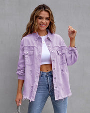 Fashion Ripped Shirt Jacket Female Autumn And Spring Casual Tops Womens Clothing - Deck Em Up