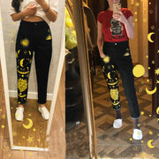 Digital Print Jeans Sun Moon Stars Designer Women - Deck Em Up