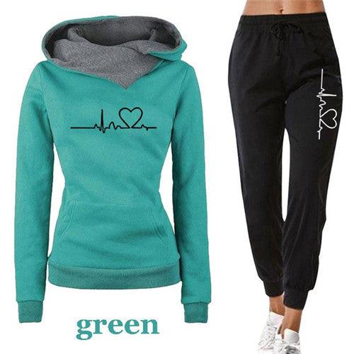 Women Tracksuit Pullovers Hoodies and Black Pants Autumn - Deck Em Up