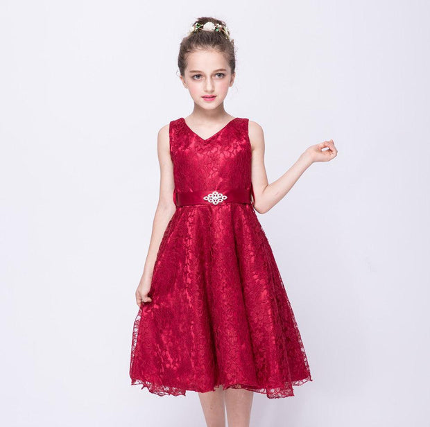 Kids Girls Dress Children Costume Girls Dress Lace Dress Tong - Deck Em Up