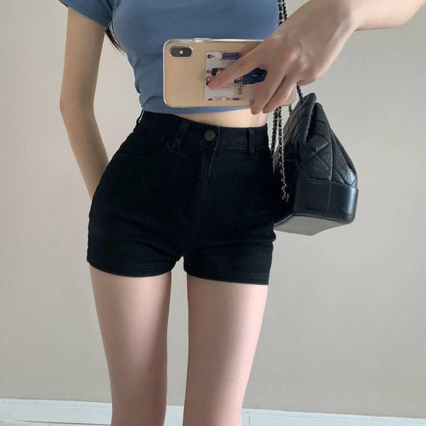 Summer Thin High Waist Slim Workwear Denim Shorts For Women - Deck Em Up